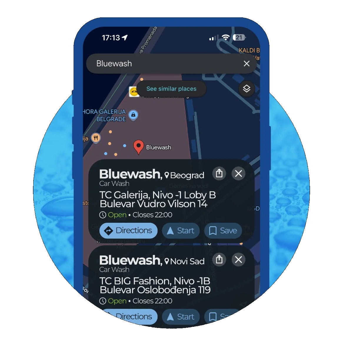 Mobilna aplikacija Bluewash, korak 4: dolazak u perionicu i korišćenje usluge